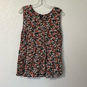 Floral Sleeveless Peplum Style Top